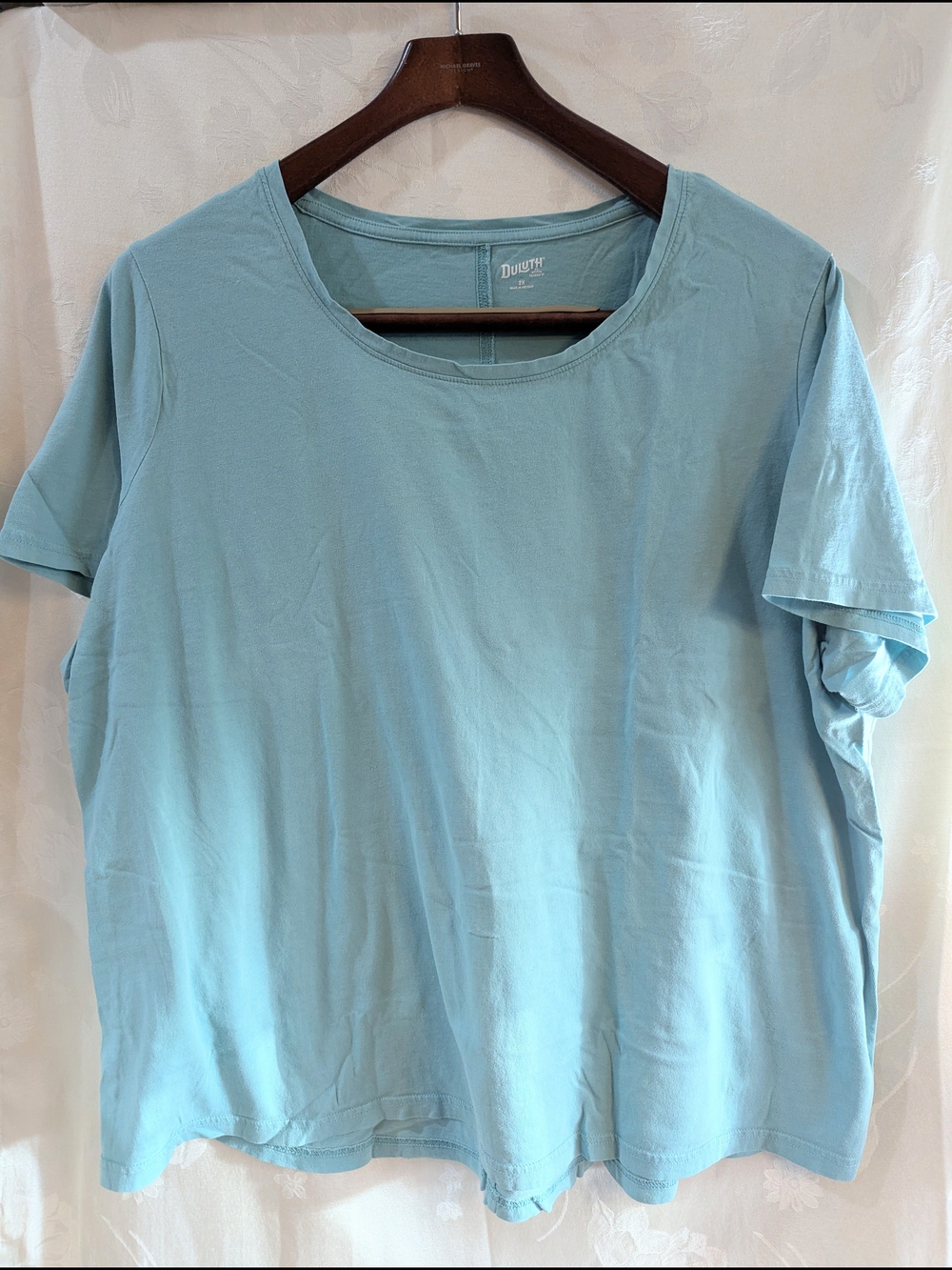 Duluth Trading Co Light Blue Short Sleeve Scoop Neck Tee